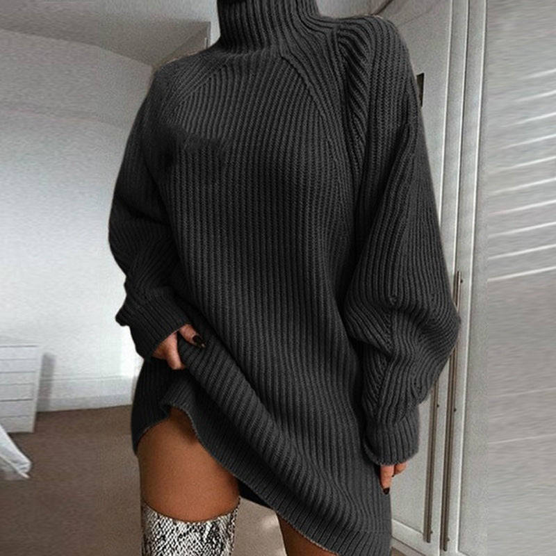 Luxeo Fashion Turtleneck Long Sweater Dress for Women – Winter Fashion
